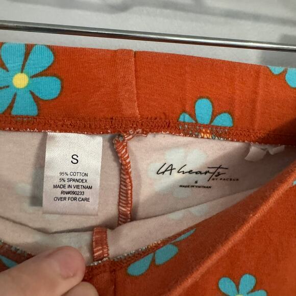 LA Hearts by PacSun Orange & Blue Floral Pull On Flare Leg Leggings Size Small - Picture 4 of 6